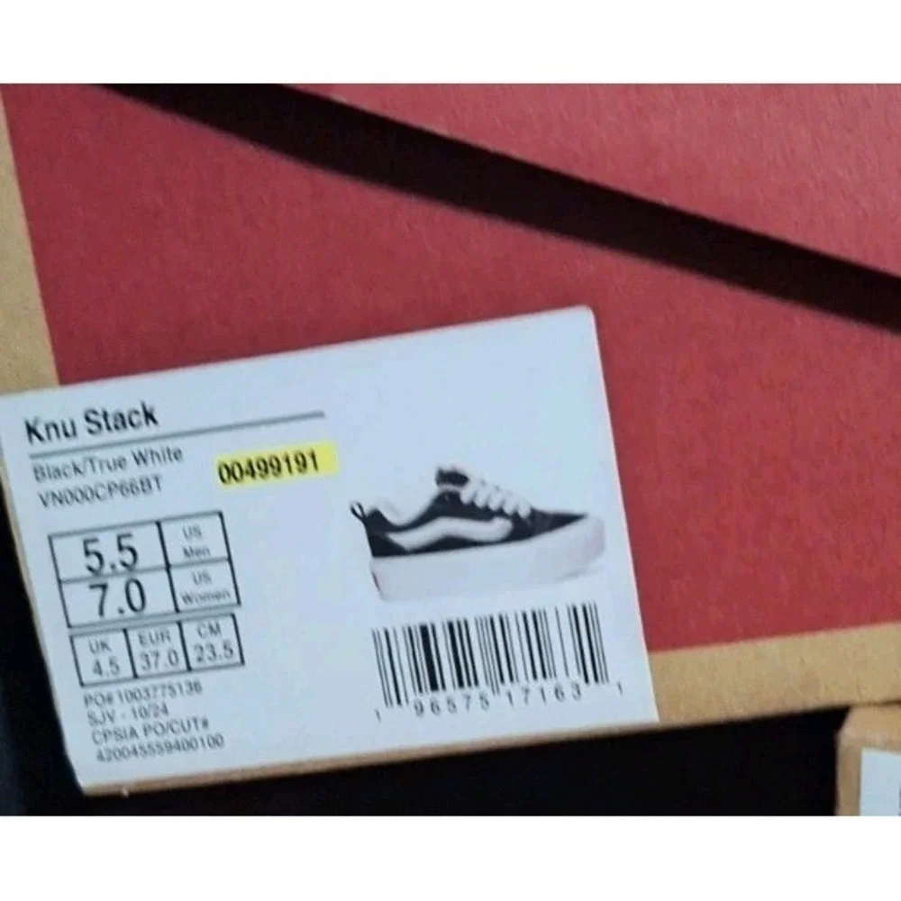 VANS Knu Stack Platform Lift Shoes Black White Platform Shoes Women Sz 7